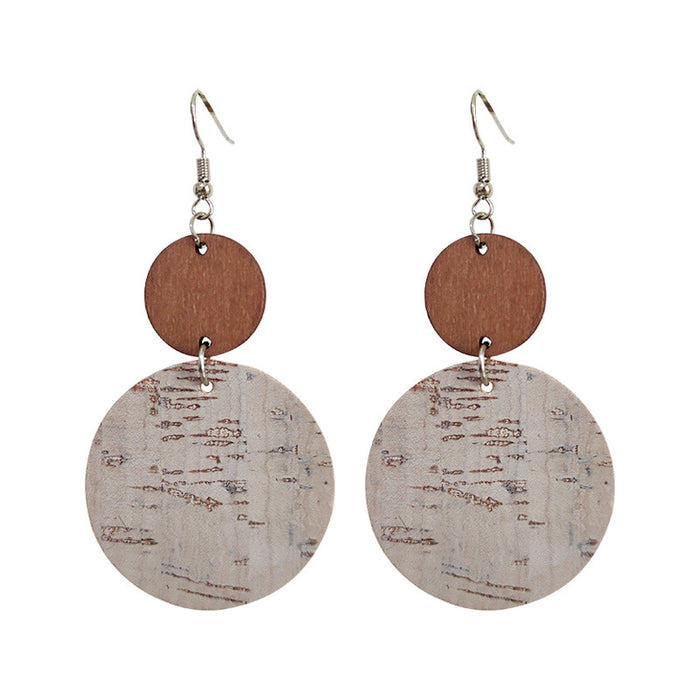 Wooden colorful round earrings