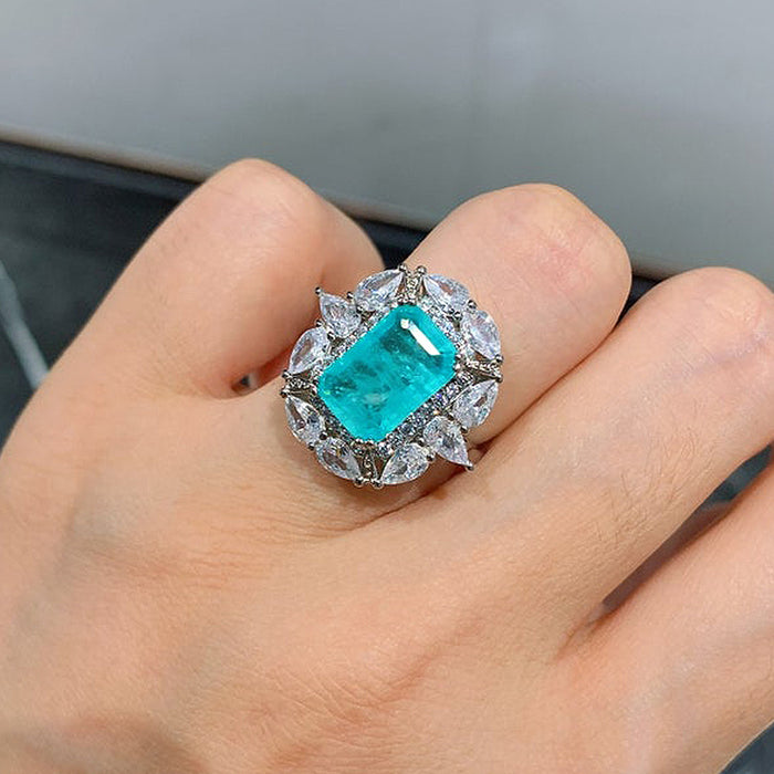 Luxury full diamond colored gemstone ring ladylike lady ring