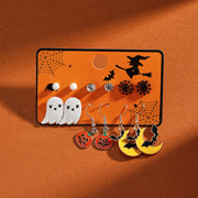 Wholesale Halloween Cartoon Stud Earrings Set - Spooky Pumpkin, Ghost & Bat Alloy Earring Multipack for Women - wallojewerly 