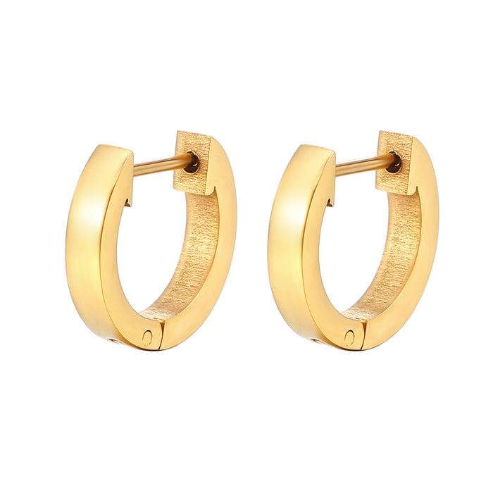 Geometric stainless steel round 18K gold-plated titanium steel earrings