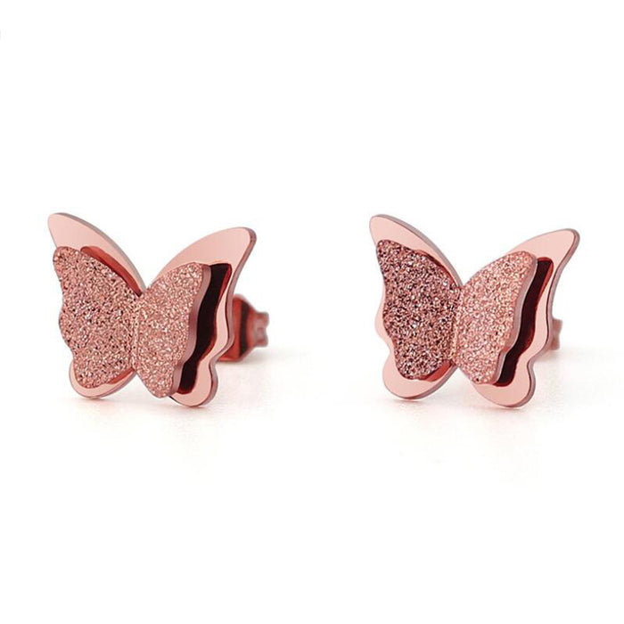 Butterfly Hollow Stainless Steel Stud Earrings - Elegant and Luxurious Jewelry