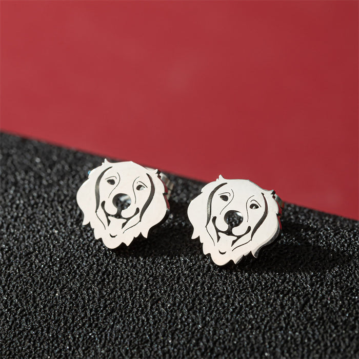 Pet Dog Head Stainless Steel Stud Earrings - Unique and Stylish Jewelry