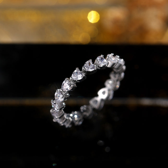 Heart-shaped zircon ring sweet ins style Valentine's Day gift ring