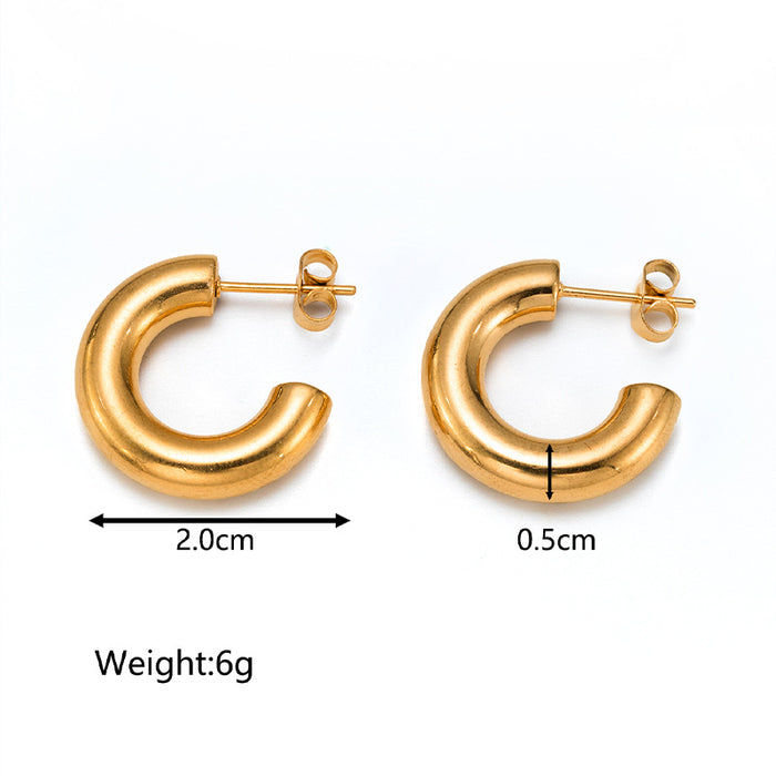 Pendientes de acero inoxidable con combinación de oro y sencillos pendientes geométricos de acero de titanio retro