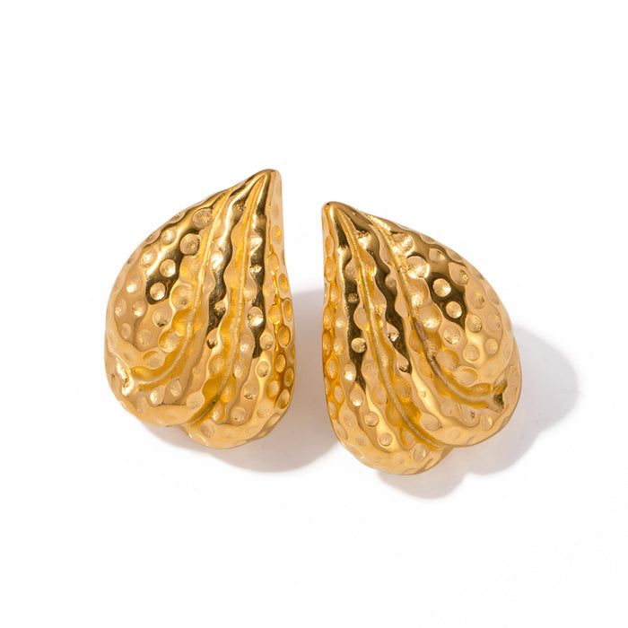 Pendientes de acero de titanio con diseño geométrico martillado de estilo francés vintage: joyas de acero de titanio para mujer