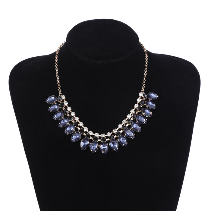 Vintage Rhinestone Necklace - Royal Blue Sapphire Choker for Women