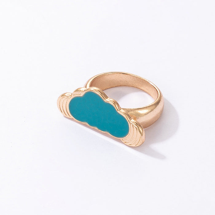 Cartoon geometric blue oil drop cloud creative ring