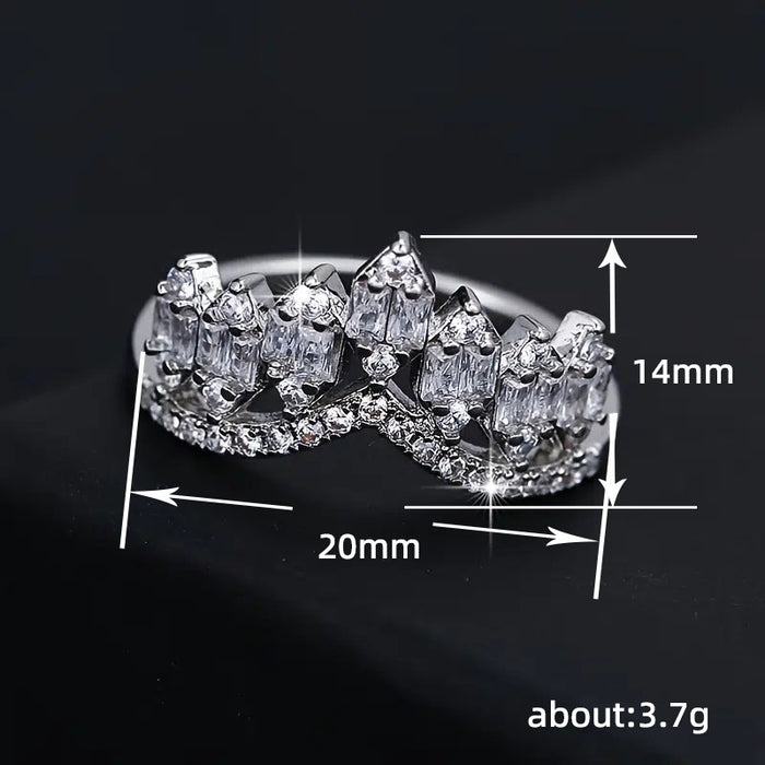 Royal Feather Crown Women's Ring V-Shaped Crown Temperament Wedding Ring Engagement Accessories