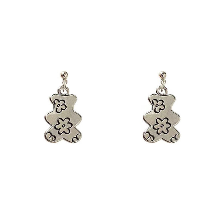 Bear earrings S925 silver needle Korean simple trendy hot selling earrings