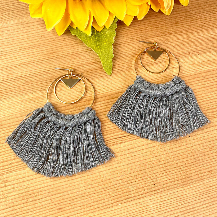 Pendientes de borlas bohemios con diseño de madera para bodas y regalos