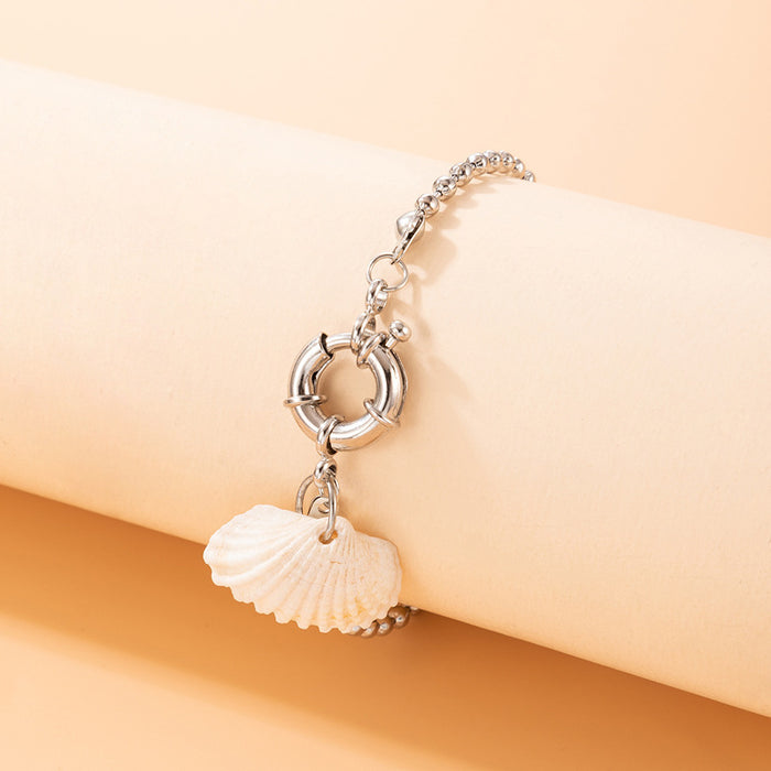 Shell Pendant Single Layer Bracelet with Beach Style Chain Design