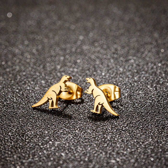 Dinosaur Stainless Steel Stud Earrings - Fun and Playful Animal Jewelry