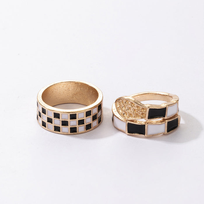 Black and white chess snake-shaped oil drip ring 2-piece set