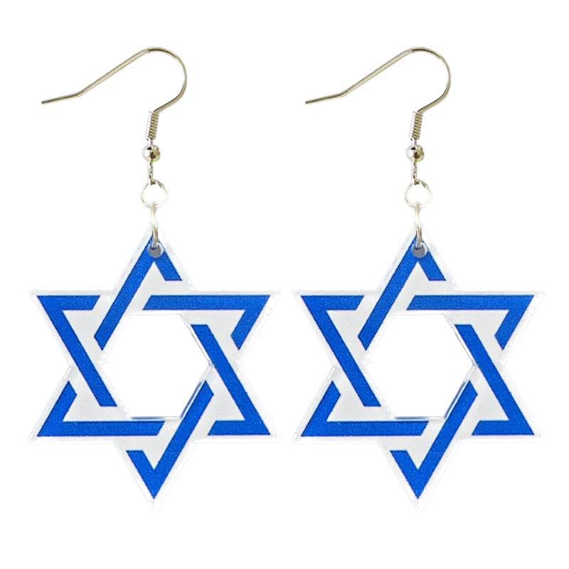 Hanukkah Candle Star Elf Acrylic Earrings - wallojewerly 