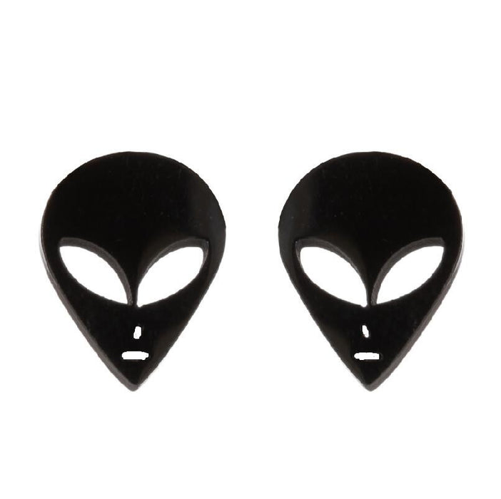 Alien Cartoon Stainless Steel Stud Earrings - Fun and Creative Asymmetric Jewelry