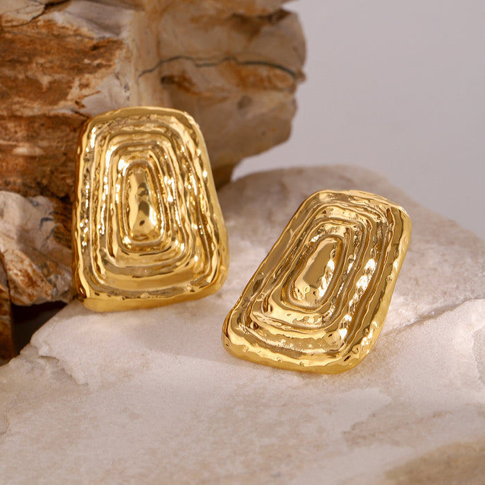 Pendientes geométricos, diseño retro de alta gama, acero titanio de 18k resistente a la decoloración