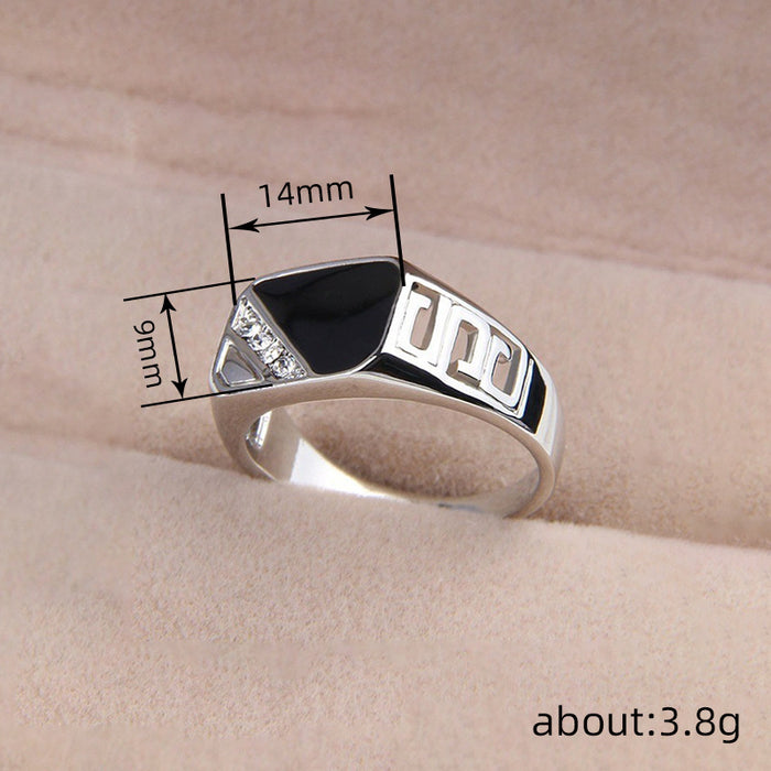 Zircon oil drop zircon personality ring women's fashion niche