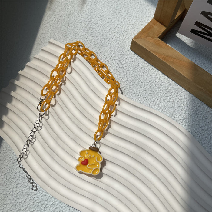 Y2K style hot girl puppy necklace cute oil drop version necklace