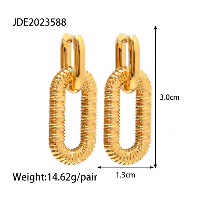 18K Gold Plated Stainless Steel Tassel Earrings - Trendy Geometric Design