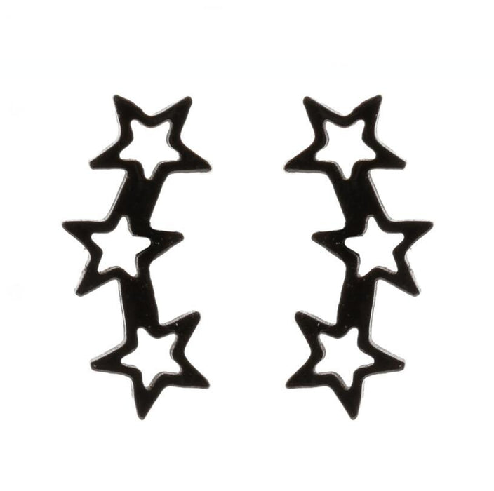 Black star and moon earrings, cross-border new stainless steel simple star and moon earrings personalized accessories wholesale