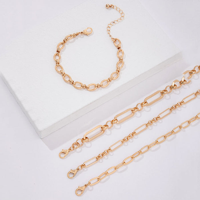 Chunky Chain Bracelet Set - Twisted Gold Women’s Jewelry