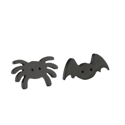 Halloween Spider and Bat Stainless Steel Earrings - Spooky Asymmetric Jewelry for Halloween