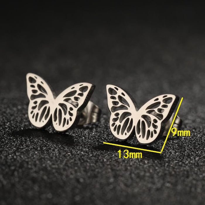 Butterfly Wing Stainless Steel Stud Earrings - Delicate and Elegant Jewelry for Any Occasion