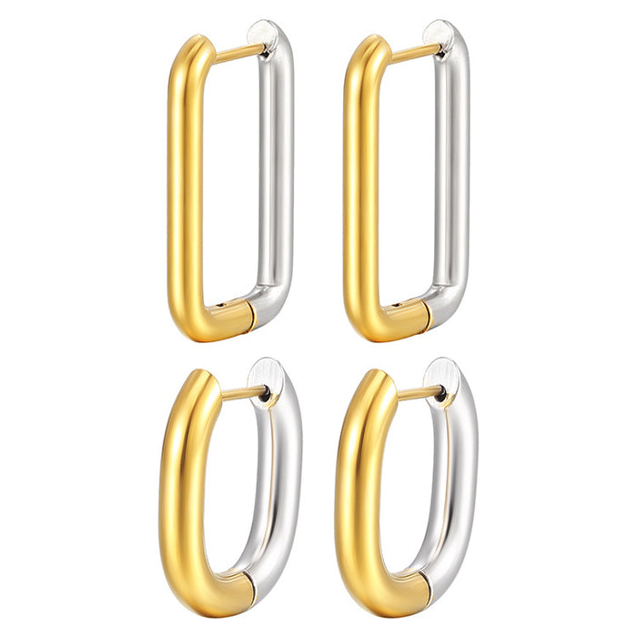 Simple rectangular ear clip titanium steel earrings