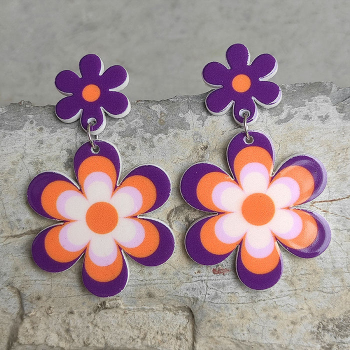 Multi-colored flower acrylic earrings