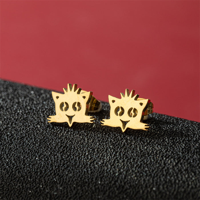 Lightning Cat Stainless Steel Stud Earrings - Simple and Stylish Jewelry