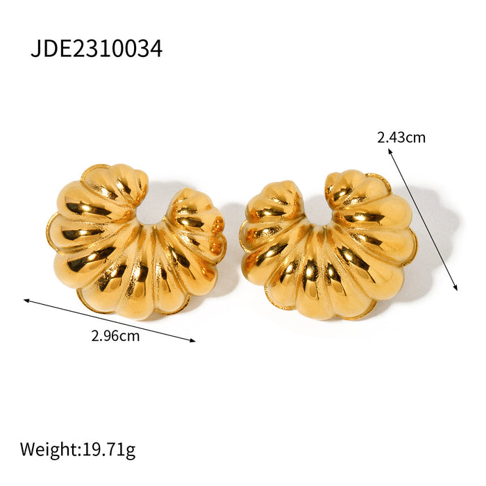 Designer 18K Gold Stainless Steel Croissant Earrings - Fashionable Women's Gift