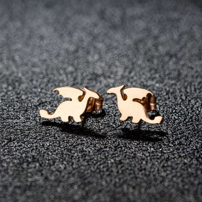 Dinosaur Stainless Steel Stud Earrings - Fun and Creative Jewelry with a Playful Design