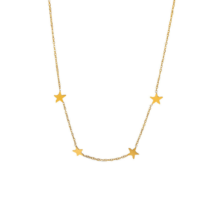 Collar con colgante de estrella bañado en oro de 18 quilates y cadena fina: joyería de moda para mujer