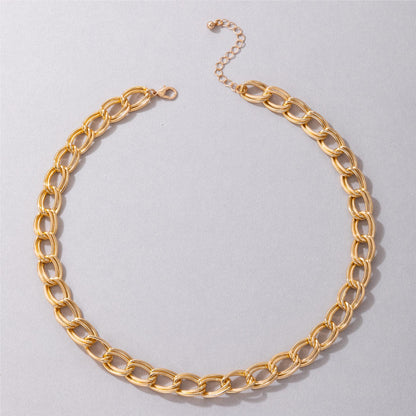 Metal Chain Necklace with Hollow Geometric Layers