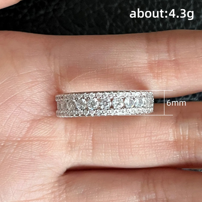 Anillo de boda clásico para mujer con circonita de tres capas