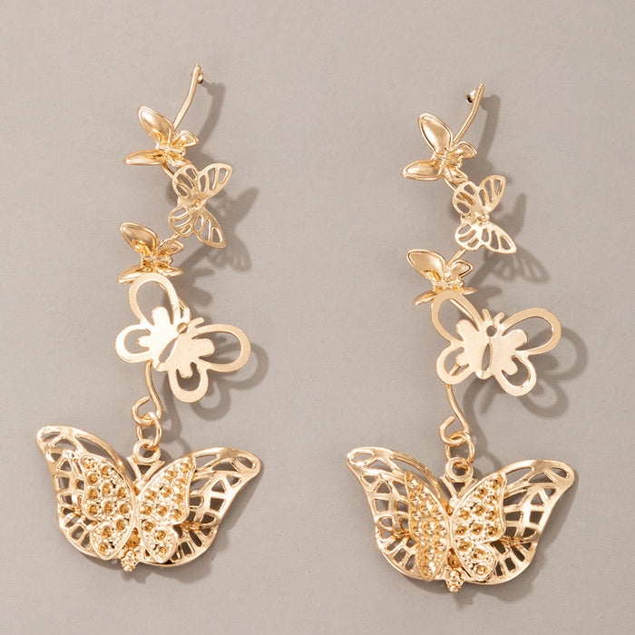 Butterfly element long commuter heavy metal earrings