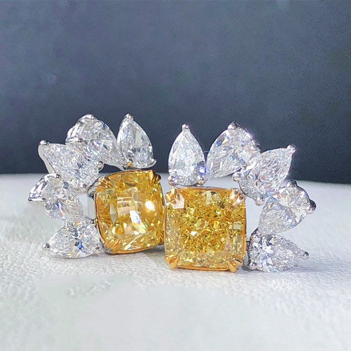 Yellow diamond teardrop earrings