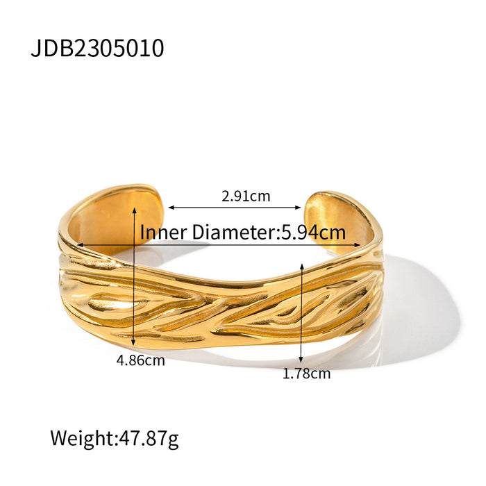 2023 New Trending Design 18K Gold Plated Stainless Steel Textured Bracelet - Wholesale Jewelry