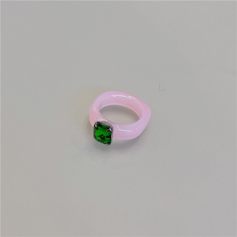 Colored Resin Resin Gemstone Ring - wallojewerly 