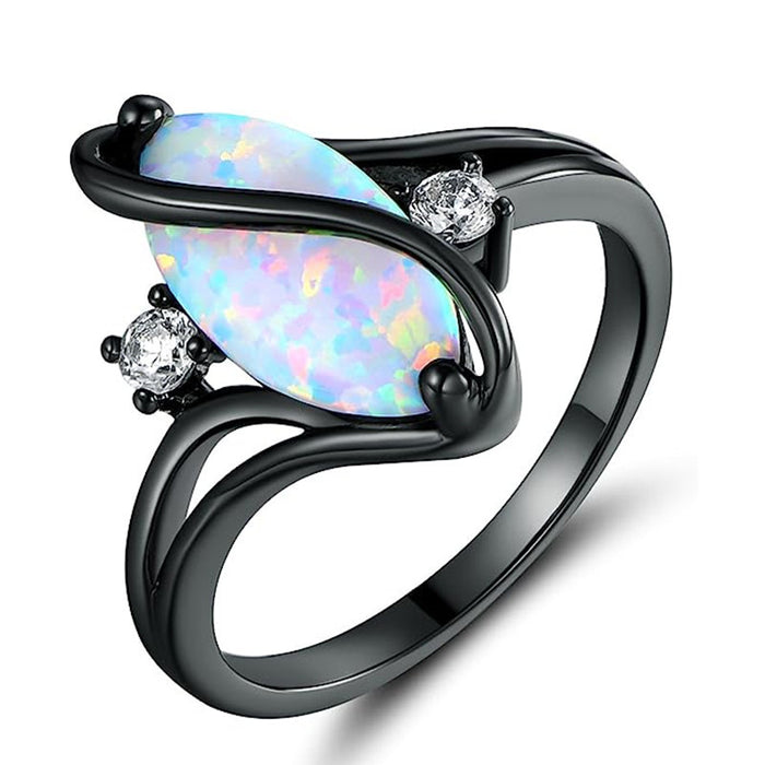 Twisted S-shaped ring exaggerated horse eye imitation opal ring for men and women