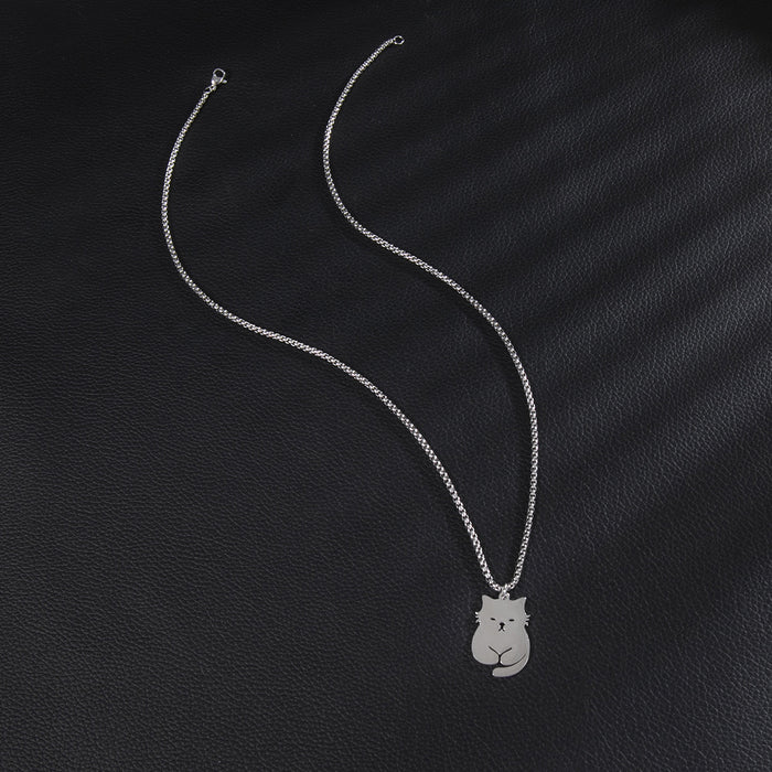 Cat pendant necklace, stainless steel fashion cute animal pet jewelry accessories cross-border wholesale