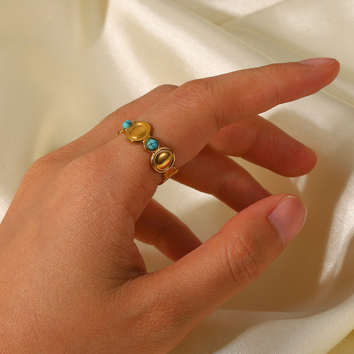 18K Gold Stainless Steel Serpent-Style Ring with Hammered Texture