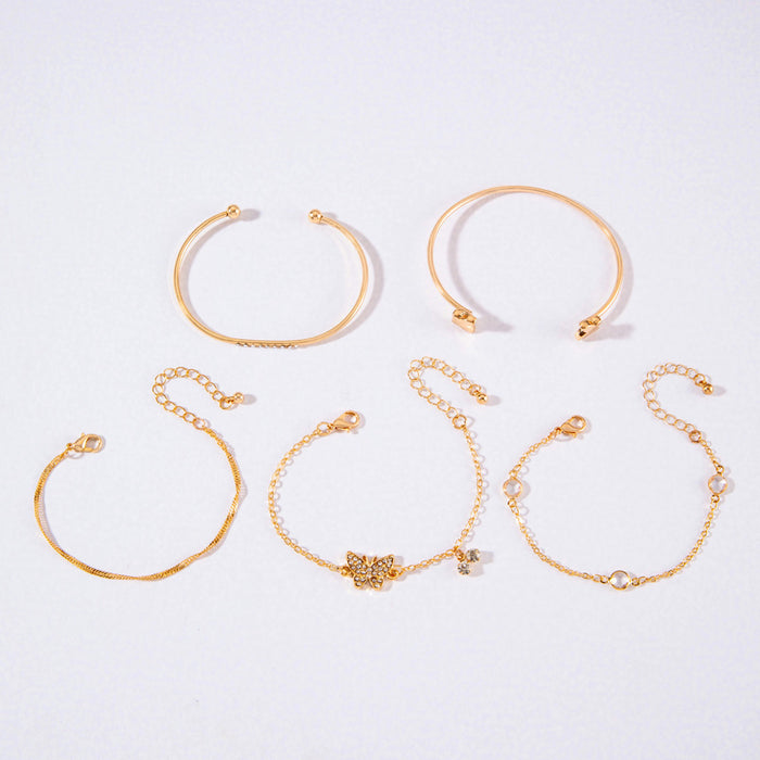 Butterfly and Geometric Heart Bracelet Set – Simple and Luxurious