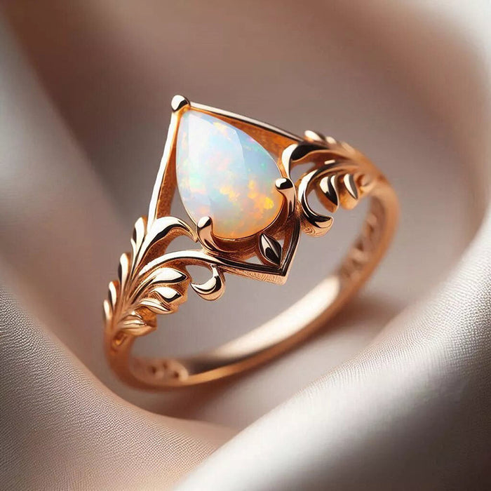 Imitation Opal Exaggerated Palace Wheat Ear Ring for Women