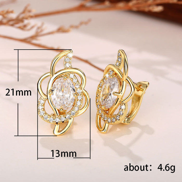 Women's earrings with diamonds, fashionable and trendy earrings