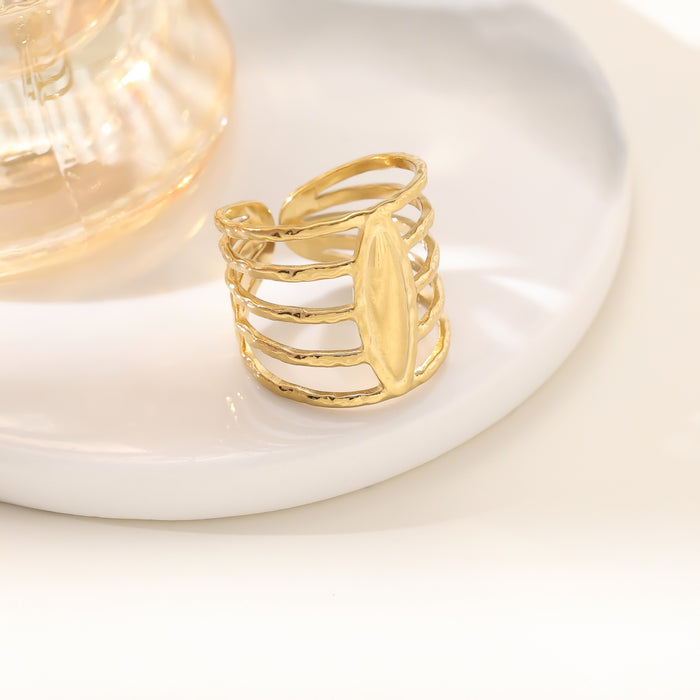 Wholesale 18K real gold, stainless steel, titanium steel irregular openwork rings - wallojewerly 