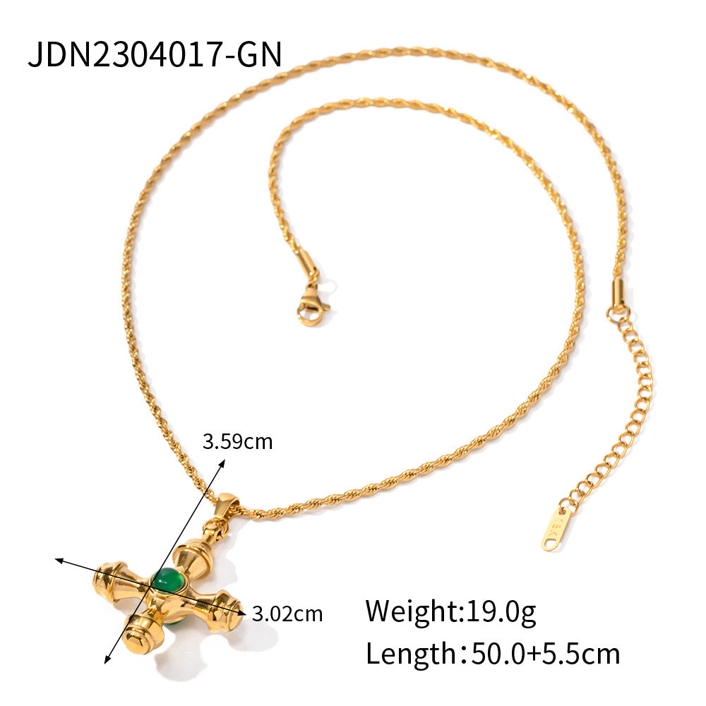 18K Gold-Plated Stainless Steel Cross Pendant Necklace - Trendy Women's Fashion Jewelry