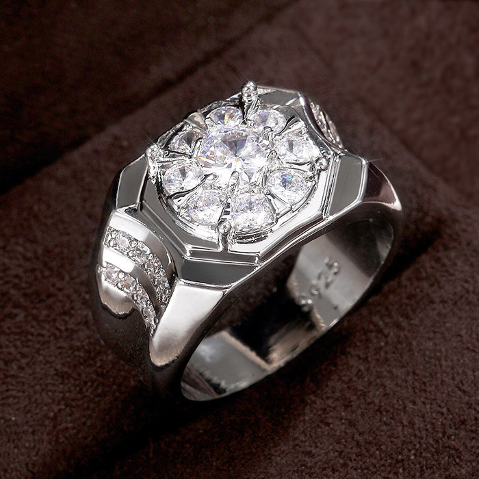 Luxury Men's Diamond Zircon Ring Wedding Ring