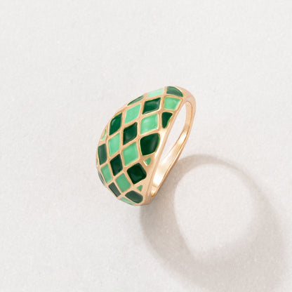 Colorful Oil Drop Square Single Ring