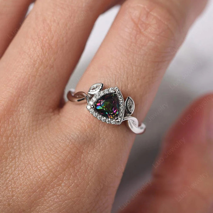 Colorful triangle ring pastoral style cute horse eye zircon female ring